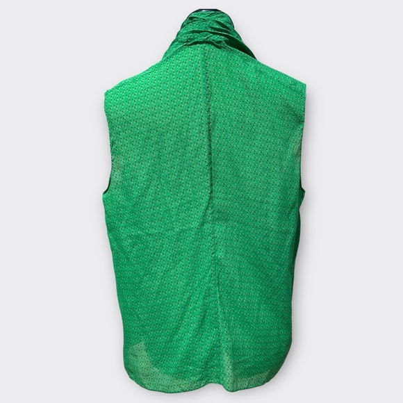 cAbi Silk Blouse Sleeveless V-Neck Career Office Preppy Summer Green Print L - Picture 4 of 10